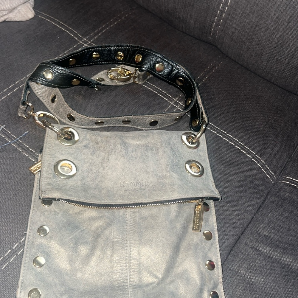 Hammitt 2 toned gray and black gold stud bag